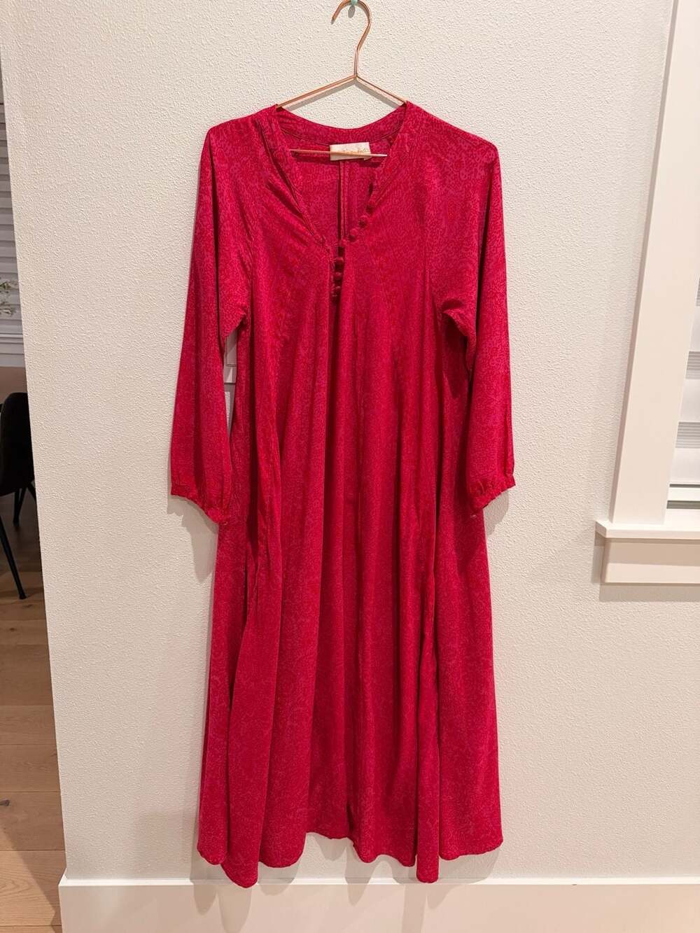 Natalie Martin Size S Pink Paisley Print Rayon Maxi Dress